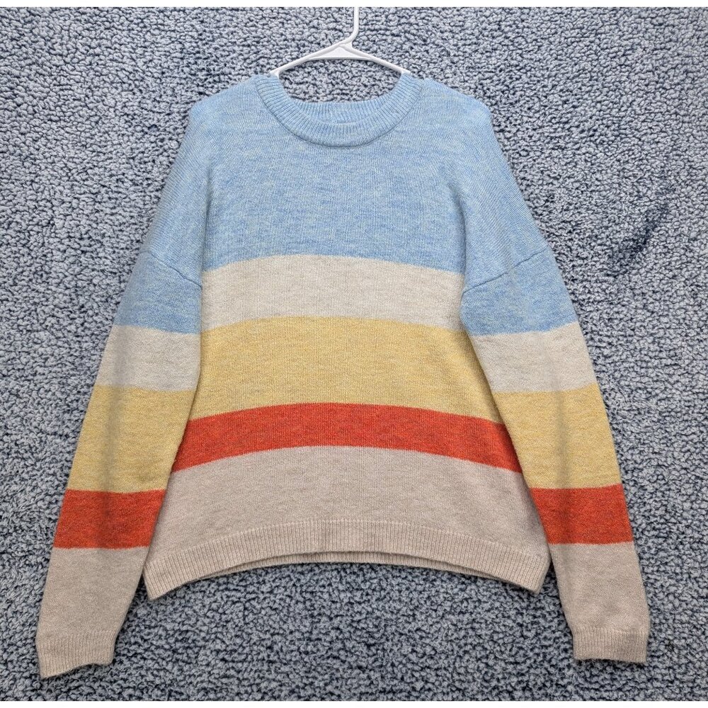 Urban Outfitters Wool Blend Sweater Size S Rainbow Colorblock Striped Boho Knit